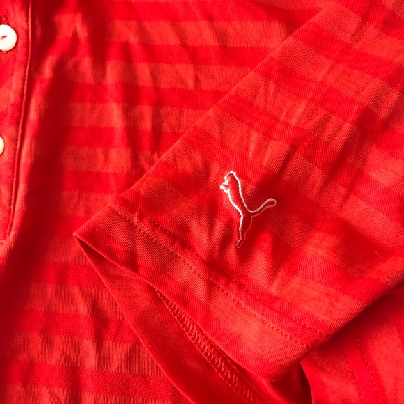 Puma Golf Mens Polo DryCell Athletic Short Sleeve Shirt Red Striped Size Medium - Picture 10 of 10